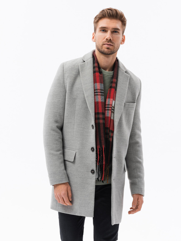 Ombre Clothing Pánský kabát - světle šedá C432 Ombre Clothing