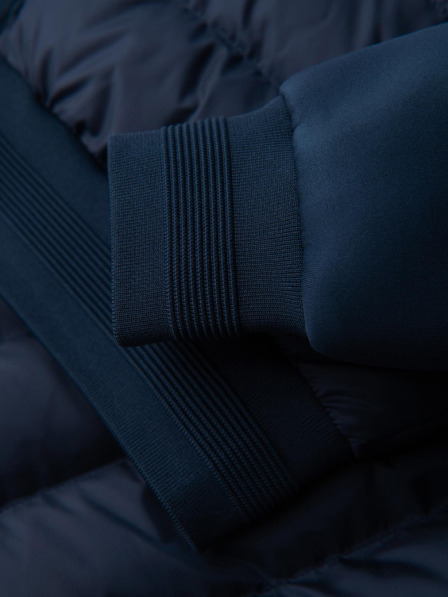 Ombre Clothing Prošívaná bunda bomber s kapucí a pletenými rukávy - tmavě modrá V2 OM-JALP-0298 Ombre Clothing