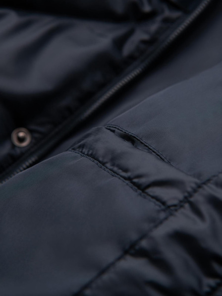 Ombre Clothing Pánská bunda s kapucí a geometrickým kosočtvercovým prošíváním - tmavě modrá V2 OM-JAHP-0237 Ombre Clothing