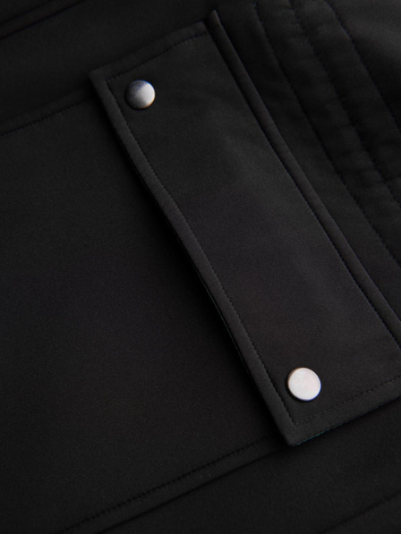 Ombre Clothing Pánský kabát parka s fleecovou podšívkou a regulací v pase - černý V2 OM-JAPJ-0314 Ombre Clothing