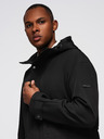 Ombre Clothing Pánský kabát parka s fleecovou podšívkou a regulací v pase - černý V2 OM-JAPJ-0314 Ombre Clothing