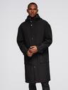 Ombre Clothing Pánský kabát parka s fleecovou podšívkou a regulací v pase - černý V2 OM-JAPJ-0314 Ombre Clothing