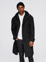 Ombre Clothing Pánský kabát parka s fleecovou podšívkou a regulací v pase - černý V2 OM-JAPJ-0314 Ombre Clothing