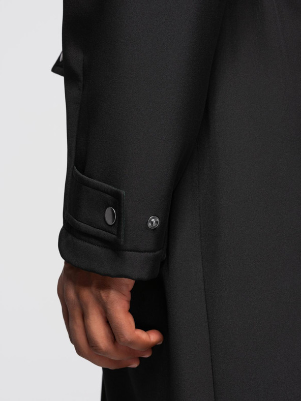 Ombre Clothing Pánský kabát parka s fleecovou podšívkou a regulací v pase - černý V2 OM-JAPJ-0314 Ombre Clothing
