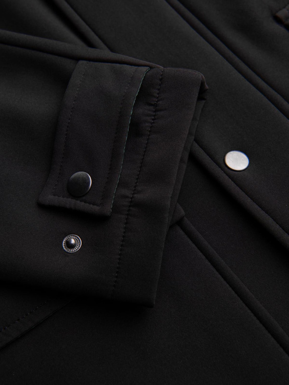 Ombre Clothing Pánský kabát parka s fleecovou podšívkou a regulací v pase - černý V2 OM-JAPJ-0314 Ombre Clothing