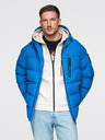 Ombre Clothing Pánská zateplená prošívaná bunda s raglánovými rukávy - modrá V2 OM-JAHP-0302 Ombre Clothing