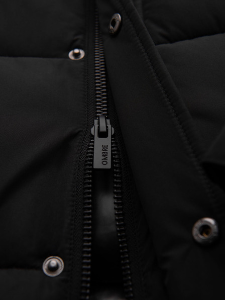 Ombre Clothing Pánská dlouhá prošívaná zimní bunda s kapucí - černá V1 OM-JALJ-0309 Ombre Clothing