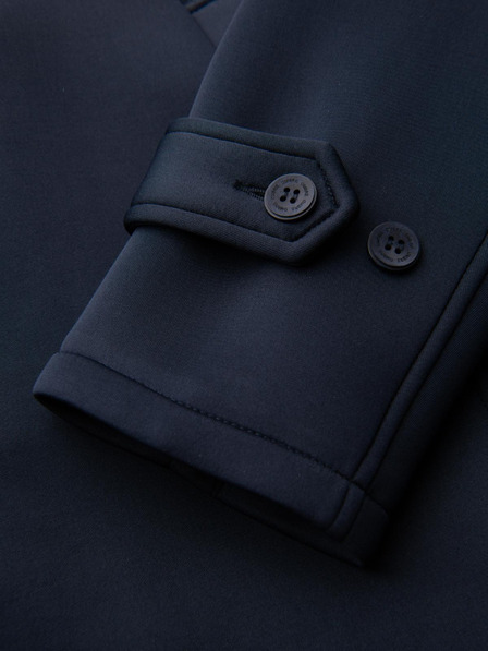 Ombre Clothing Pánský minimalistický kabát střední délky s kapucí - tmavě modrý V5 OM-COLC-0144 Ombre Clothing