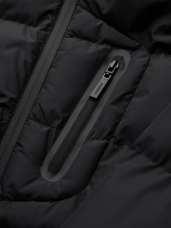 Ombre Clothing Pánská prošívaná zateplená bunda s raglánovými rukávy - černá V4 OM-JAHP-0302 Ombre Clothing