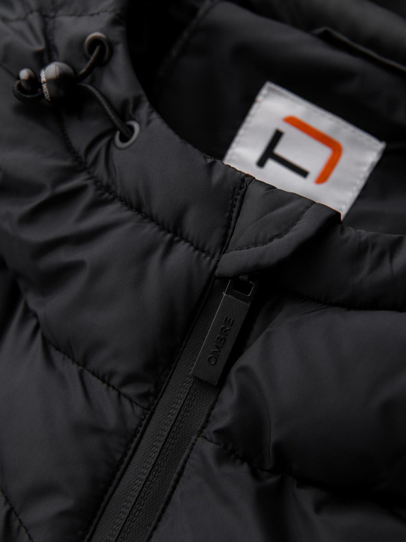 Ombre Clothing Pánská prošívaná zateplená bunda s raglánovými rukávy - černá V4 OM-JAHP-0302 Ombre Clothing