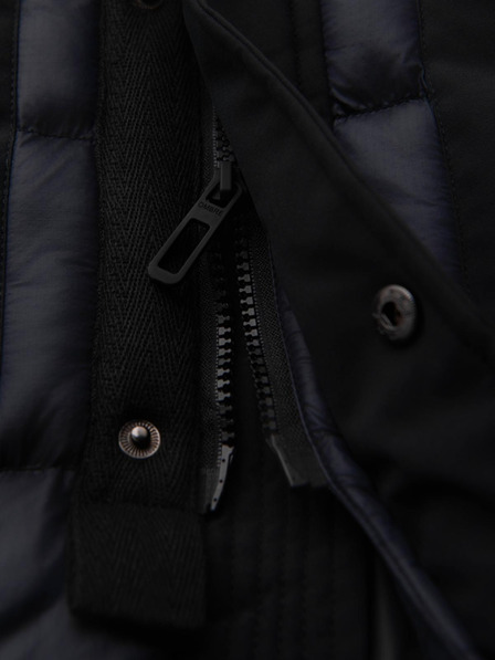 Ombre Clothing Pánská dlouhá prošívaná bunda s velkými kapsami - černá V1 OM-JALJ-0308 Ombre Clothing