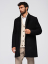 Ombre Clothing Pánský kabát s vysokým límcem a asymetrickým zapínáním - černý V2 OM-COWC-0141 Ombre Clothing