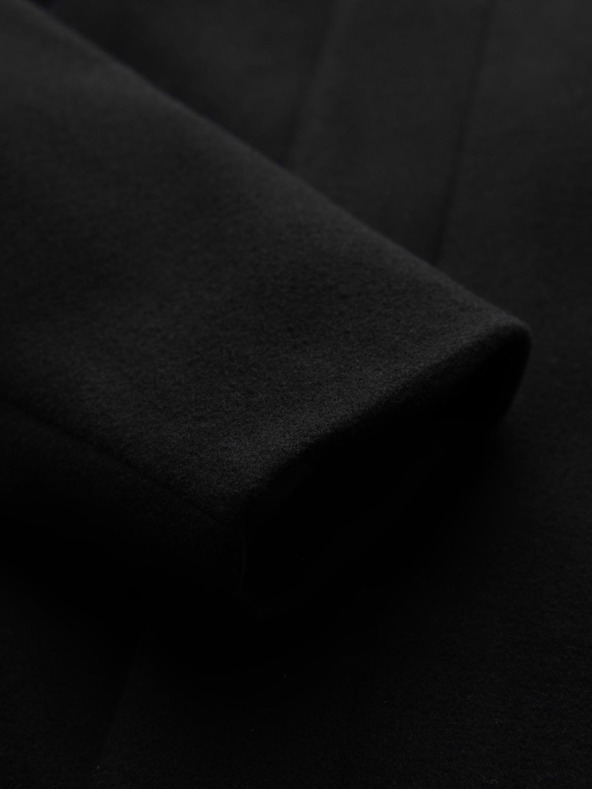 Ombre Clothing Pánský kabát s vysokým límcem a asymetrickým zapínáním - černý V2 OM-COWC-0141 Ombre Clothing