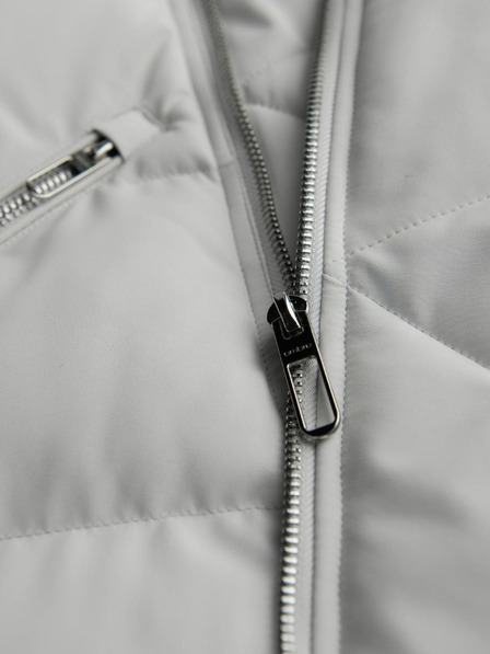 Ombre Clothing Pánská prošívaná bunda s kapucí - světle šedá V4 OM-JAHP-0252 Ombre Clothing