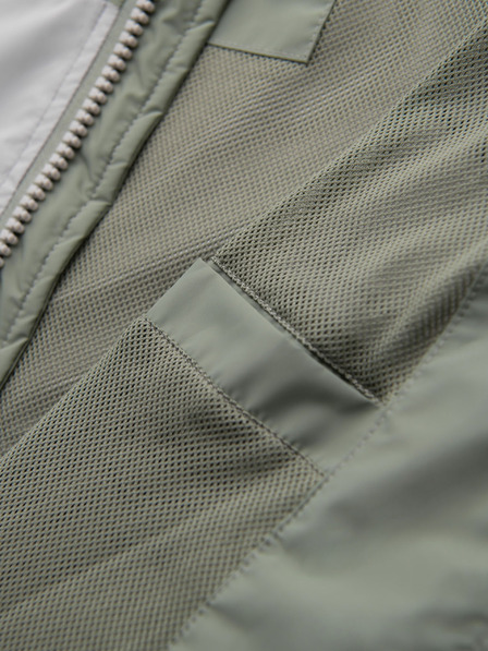 Ombre Clothing Pánská kontrastní větrovka s kapucí - olivově šedá V3 OM-JANP-0228 Ombre Clothing