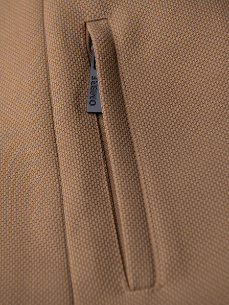 Ombre Clothing Pánský strukturovaný kabát s vysokým límcem - světle hnědý V4 OM-COWC-0136 Ombre Clothing