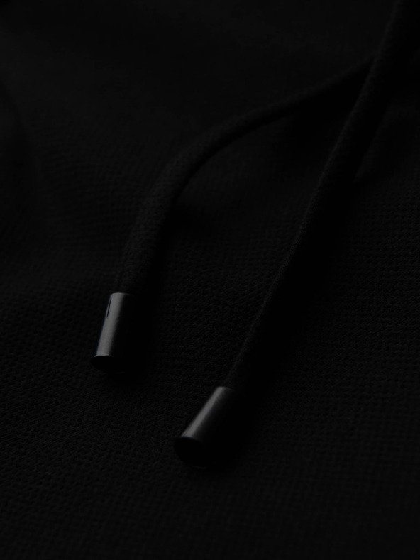 Ombre Clothing Pánské kalhoty z piké úpletu s nastavitelným pasem - černé V2 OM-PACP-0283 Ombre Clothing