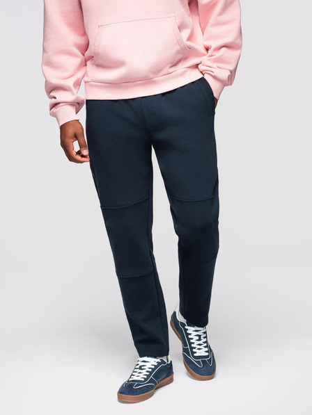 Ombre Clothing Pánské tepláky s rovnou nohavicí a gumovými detaily - tmavě modré V2 OM-PASK-0281 Ombre Clothing