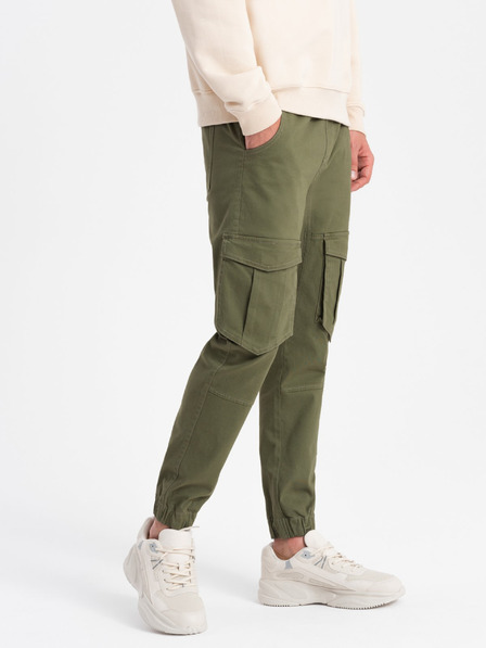 Ombre Clothing Pánské kalhoty JOGGERS s cargo kapsami - olivové V18 P886 Ombre Clothing