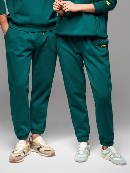 Ombre Clothing Klasické unisex tepláky s žebrovanými manžetami - tmavě zelené V17 OU-PSBC-0100 Ombre Clothing