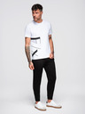 Ombre Clothing Pánské tepláky s žebrovanými nohavicemi a gumovým potiskem - černé V1 OM-PASK-0223 Ombre Clothing