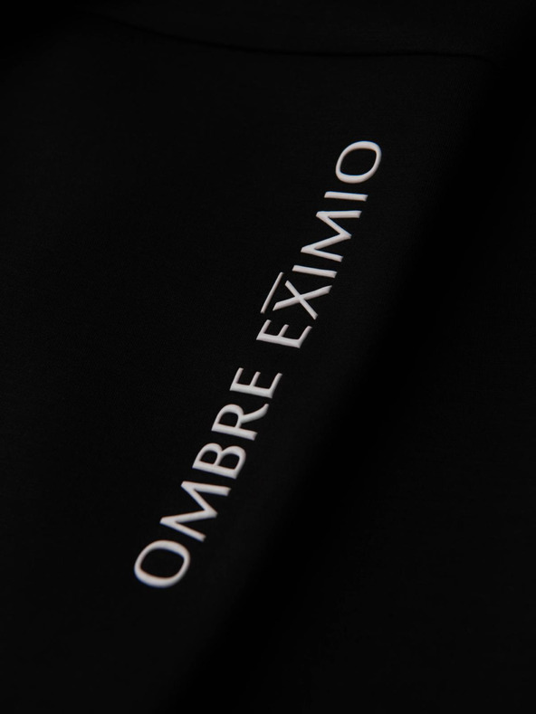 Ombre Clothing Pánské tepláky s žebrovanými nohavicemi a gumovým potiskem - černé V1 OM-PASK-0223 Ombre Clothing