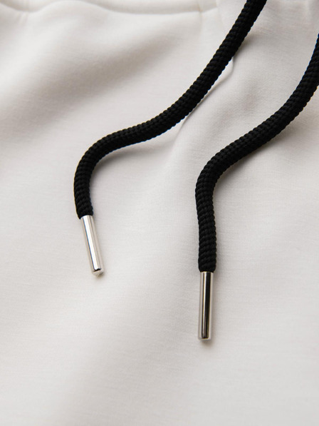 Ombre Clothing Pánské tepláky s žebrovanými nohavicemi a gumovým potiskem - bílé V2 OM-PASK-0223 Ombre Clothing