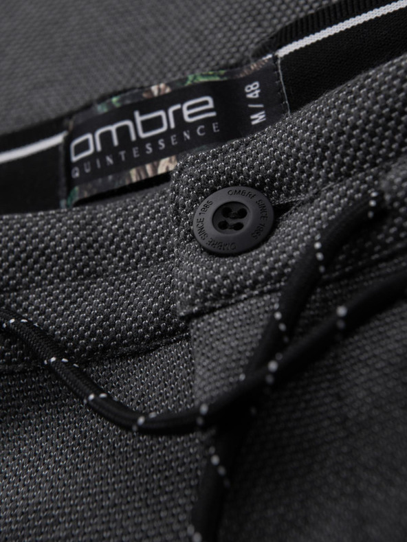 Ombre Clothing Pánské pletené kalhoty s elastickým pasem - tmavě šedé V2 OM-PACP-0116 Ombre Clothing