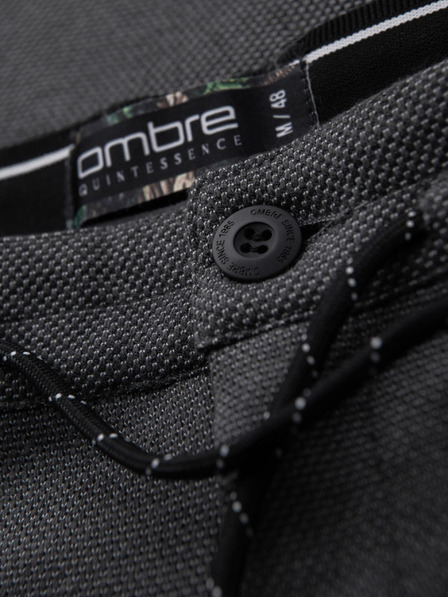 Ombre Clothing Pánské pletené kalhoty s elastickým pasem - tmavě šedé V2 OM-PACP-0116 Ombre Clothing