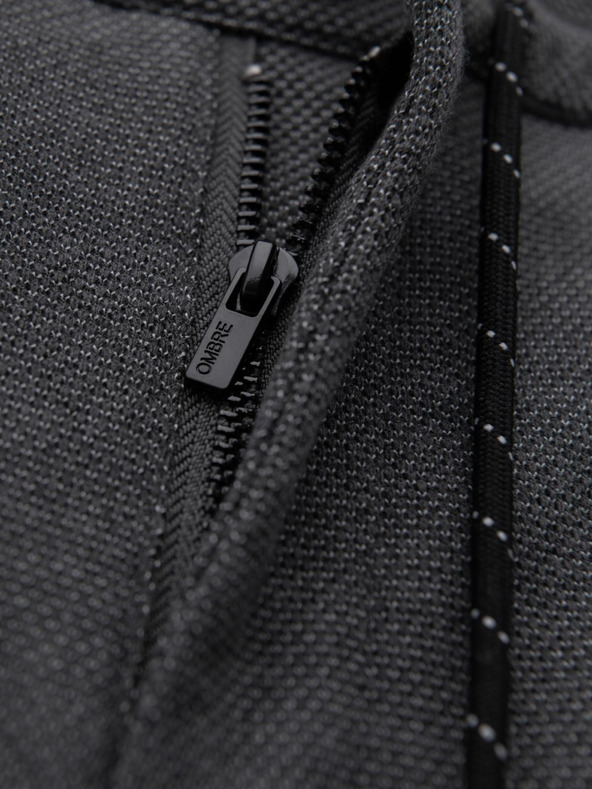 Ombre Clothing Pánské pletené kalhoty s elastickým pasem - tmavě šedé V2 OM-PACP-0116 Ombre Clothing