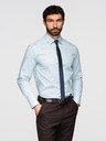 Ombre Clothing Pánská klasická bavlněná košile SLIM FIT s mikro vzorem - bílá V1 K696 Ombre Clothing