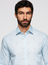 Ombre Clothing Pánská klasická bavlněná košile SLIM FIT s mikro vzorem - bílá V1 K696 Ombre Clothing