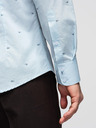 Ombre Clothing Pánská klasická bavlněná košile SLIM FIT s mikro vzorem - bílá V1 K696 Ombre Clothing