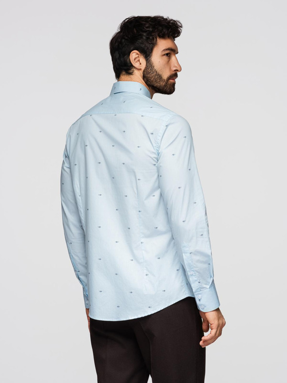 Ombre Clothing Pánská klasická bavlněná košile SLIM FIT s mikro vzorem - bílá V1 K696 Ombre Clothing