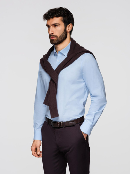 Ombre Clothing Pánská klasická bavlněná košile REGULAR - modrá V1 K699 Ombre Clothing