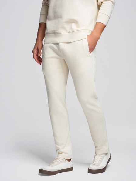 Ombre Clothing Pánská tepláková souprava mikina s kulatým výstřihem + kalhoty regular fit - krémová V11 Z122 Ombre Clothing