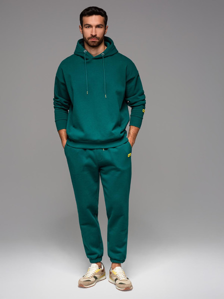 Ombre Clothing UNISEX tepláková souprava mikina + kalhoty se šňůrkami ve stylu athleisure - tmavě zelená V17 Z111 Ombre Clothing