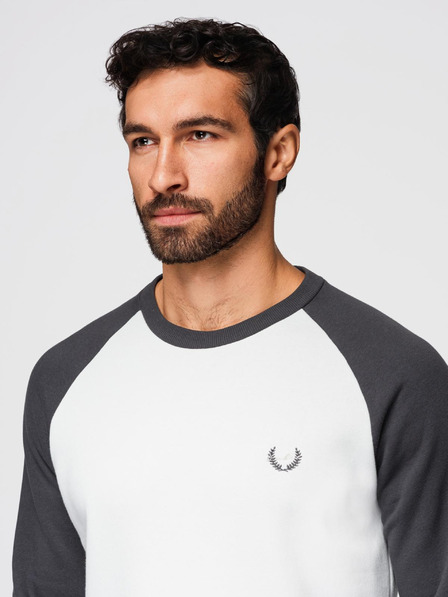 Ombre Clothing Pánská kontrastní mikina s reglánovými rukávy - krémová a grafitová V1 OM-SSNZ-0239 Ombre Clothing