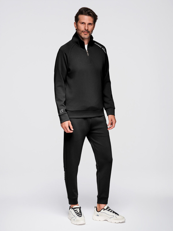 Ombre Clothing Pánská tepláková souprava mikina se stojáčkem + kalhoty jogger - černá V1 Z117 Ombre Clothing