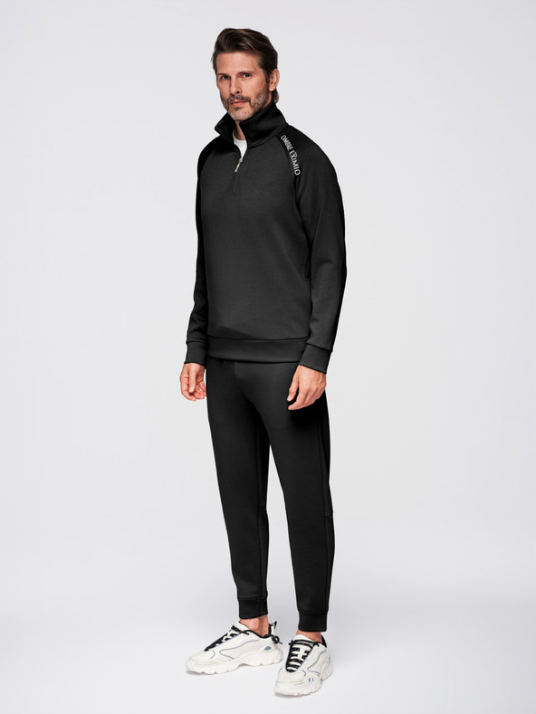 Ombre Clothing Pánská tepláková souprava mikina se stojáčkem + kalhoty jogger - černá V1 Z117 Ombre Clothing