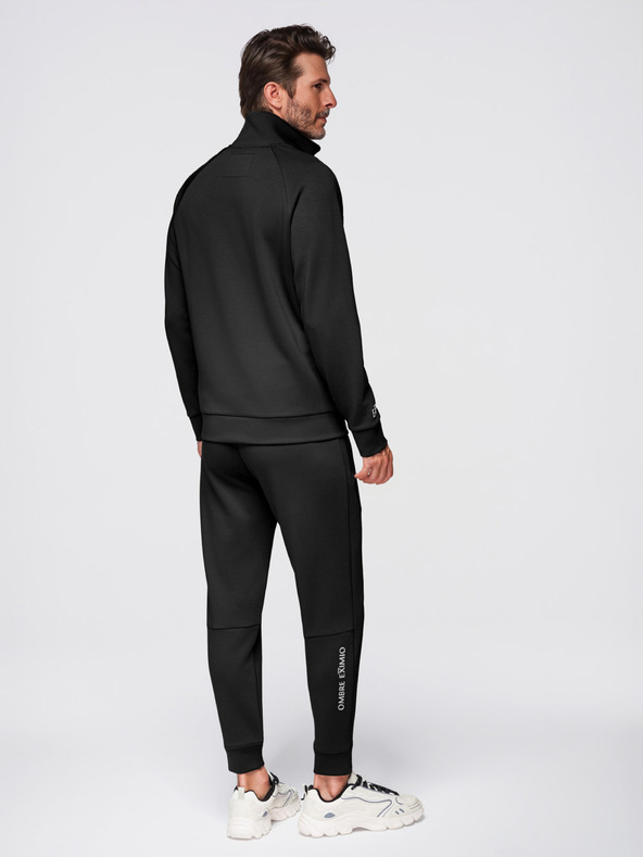 Ombre Clothing Pánská tepláková souprava mikina se stojáčkem + kalhoty jogger - černá V1 Z117 Ombre Clothing