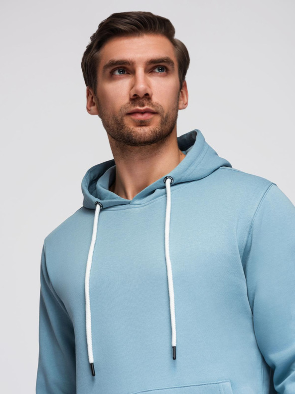 Ombre Clothing Pánská klokaní mikina BASIC s kapucí - modrá V7 B1674 Ombre Clothing