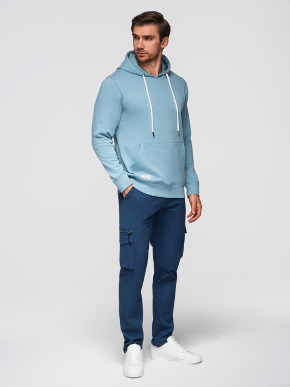 Ombre Clothing Pánská klokaní mikina BASIC s kapucí - modrá V7 B1674 Ombre Clothing