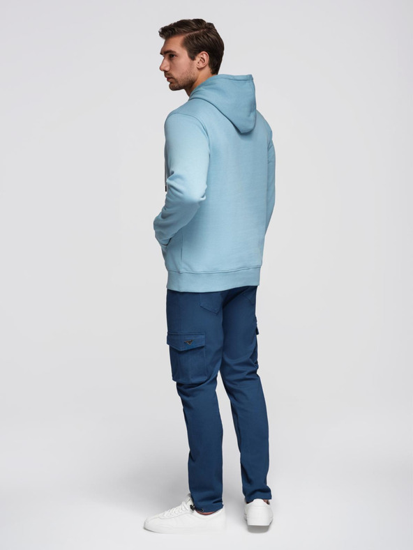 Ombre Clothing Pánská klokaní mikina BASIC s kapucí - modrá V7 B1674 Ombre Clothing
