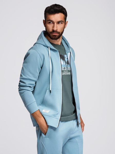 Ombre Clothing Pánská tepláková souprava mikina s kapucí + kalhoty jogger - světle modrá V7 Z119 Ombre Clothing