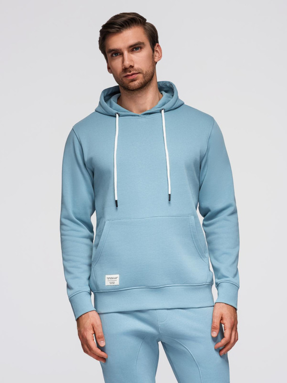 Ombre Clothing Pánská tepláková souprava bavlněná mikina + kalhoty jogger - modrá V7 Z121 Ombre Clothing