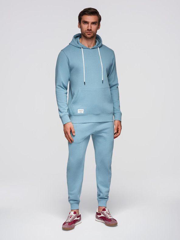 Ombre Clothing Pánská tepláková souprava bavlněná mikina + kalhoty jogger - modrá V7 Z121 Ombre Clothing