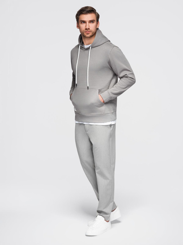 Ombre Clothing Pánská mikina BASIC s klokankou a kapucí - šedá V8 B1674 Ombre Clothing