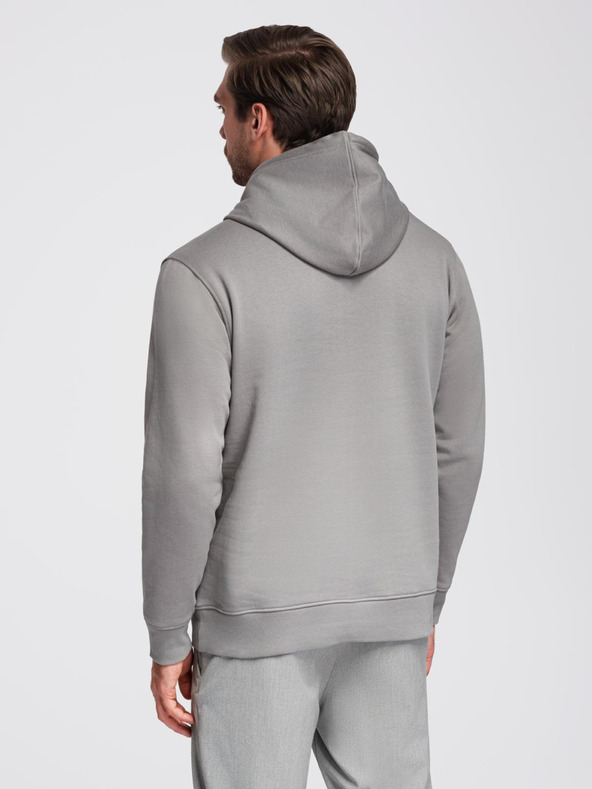 Ombre Clothing Pánská mikina BASIC s klokankou a kapucí - šedá V8 B1674 Ombre Clothing