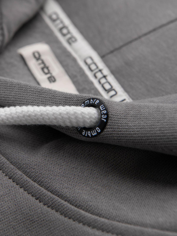 Ombre Clothing Pánská mikina BASIC s klokankou a kapucí - šedá V8 B1674 Ombre Clothing